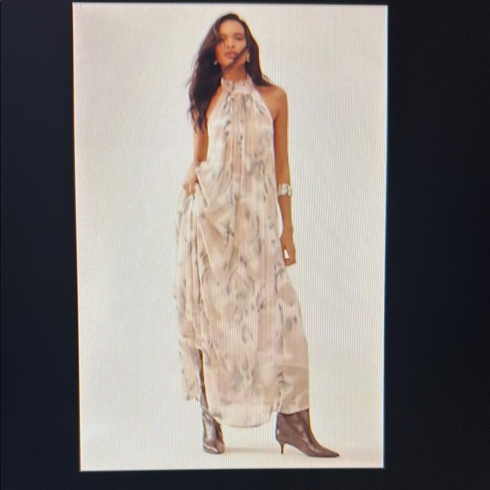 Anthropologie Maeve HALTER Sheer Printed Maxi Dress XL Watercolor desert cruise